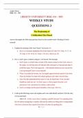 LIBERTY UNIVERSITY BIBL 410 – D03 WEEKLY STUDY QUESTIONS 3 The Beginning of Civilization/The Flood