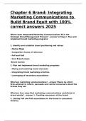 Chapter 6 Brand Integrating Marketing Communications to Build Brand Equit with 100% correct answers