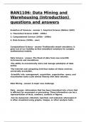 BAN1106 Data Mining and Warehousing (Introduction) questions and answers.