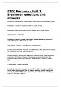 BTEC Business - Unit 3 Breakeven questions and answers