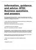 Information, guidance and advice- BTEC Business questions and answers.