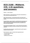 ECO 3100 - Midterm (CH. 1-6) questions and answers