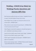 Welding - GMAW (Gas Metal Arc Welding) Practice Questions and Answers 100% Pass