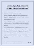 General Psychology Final Exam MGCCC Study Guide Solutions