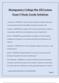 Montgomery College Bio 150 Lecture Exam 3 Study Guide Solutions