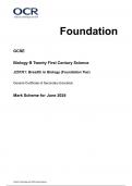 OCR GCSE (9–1) Biology B (Twenty First Century Science) J257/01 Breadth in biology (Foundation Tier) JUNE 2024 MARK SCHEME