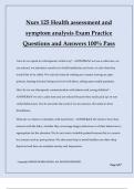 Nurs 125 Health assessment and symptom analysis Exam Practice Questions and Answers 100% Pass