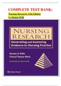 COMPLETE TEST BANK: Nursing Research 11th Edition by Denise Polit latest update