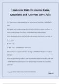 Tennessee Drivers License Exam Questions and Answers 100% Pass