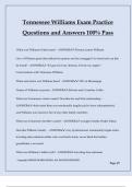 Tennessee Williams Exam Practice Questions and Answers 100% Pass