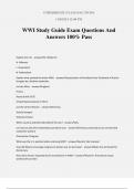 WWI Study Guide Exam Questions And Answers 100% Pass