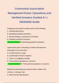 Community Association Management Exam | Questions and Verified Answers Graded A+ | 2024/2025 Guide