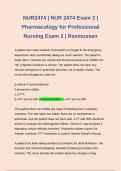 NUR2474 | NUR 2474 Exam 2 | Pharmacology for Professional Nursing Exam 2 | Rasmussen