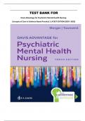 TEST BANK FOR Davis Advantage for Psychiatric Mental Health Nursing: Concepts of Care in Evidence-Based Practice|| LATEST EDITION {2024 -2025}