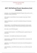 ANT 100 Refined Exam Questions And Answers