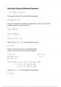 First Order Ordinary Differential Equations Worksheet with Full Worked Solutions