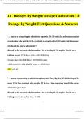 ATI Dosages by Weight Dosage Calculation 3.0 Dosage by Weight Test Updated Questions and Answers (2024/2025) (Verified Answers)