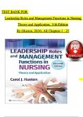 Test Bank for Leadership Roles and Management Functions in Nursing Theory and Application, 11th Edition by Huston (2024) – All Chapters 1-25