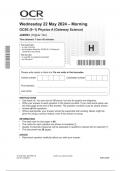 OCR GCSE (9–1) Physics A (Gateway Science) J249/03 (Higher Tier) JUNE 2024 QUESTION PAPER