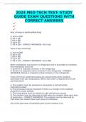 2024 MED TECH TEST- STUDY GUIDE EXAM QUESTIONS WITH CORRECT ANSWERS