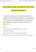 Pharmacology HESI Dosage Calculations Practice Quiz 2024 Updated Questions and Answers (2024/2025) (Verified Answers)