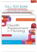 FULL TEST BANK For Health Assessment In Nursing 6th Edition By Janet R. Weber RN Edd LATEST UPDATE Graded A+     