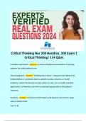 Critical Thinking Nur 200 Hondros, 200 Exam 1 Critical Thinking/ 114 Q&A. 