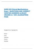 NURS 325 Clinical Manifestations Exam 1 QUESTIONS AND CORRECT VERIFIED ANSWERS ALREADY