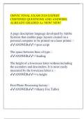 OMVIC FINAL EXAM 2024 EXPERT CERTIFIED QUESTIONS AND ANSWERS ALREADY GRADED A+ NEW! NEW! A page description language developed by Adobe Systems that enables page layouts created on a personal computer to be printed on a laser printer. - ANSWER>>post