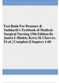 Brunner and Suddarth's Textbook of Medical-Surgical Nursing, 15th Edition TEST BANK (Hinkle, 2022). All Chapters 1 to 73 Complete, Verified Edition: ISBN 9781975161033