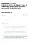 HIM 319 Final |2024-2025 UPDATE|COMPREHENSIVE QUESTIONS AND VERIFIED ANSWERS (frequent most tested questions)GET IT 100% ACCURATE!!