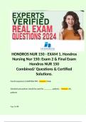 HONDROS NUR 150 - EXAM 1, Hondros Nursing Nur 150-Exam 2 & Final Exam Hondros NUR 150 Combined/ Questions & Certified Solutions.   Fourth sequence in DOFFING PPE - Answer: Mask  Standard precautions should be used for ________ patients. - Answer: ALL pati