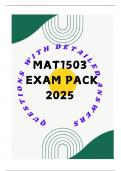 MAT1503 EXAM PACK 2025 (QUESTIONS WITH ANSWERS)