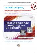 Test Bank Complete_ Radiographic Imaging and Exposure 6th Edition, (Updates 2024) By Terri L. Fauber EdD RT(R)(M) (Author) All Chapter 1-10| Verified| 2024 Updates Answers with Detailed Explanation| Graded A+