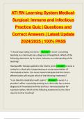 ATI RN Learning System MedicalSurgical: Immune and Infectious Practice Quiz | Questions and Correct Answers | Latest Update 2024/2025 | 100% PASS