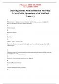 Nursing Home Administration Practice Exam Guide Questions with Verified Answers