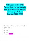 ATI Teas 7 Math 2024  Actual Exam Latest Update  