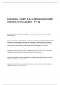 Kentucky Health & Life  Exam Questions and Answers(Commonwealth Schools of Insurance - PT 1)