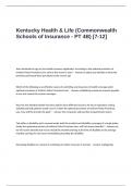 Kentucky Health & Life  Exam Questions and Answers (Commonwealth Schools of Insurance - PT 4B)