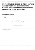 NYS TOW TRUCK ENDORSEMENT EXAM ACTUAL EXAM COMPLETE 300 QUESTIONS WITH DETAILED VERIFIED ANSWERS (100% CORRECT ANSWERS) /ALREADY GRADED A+