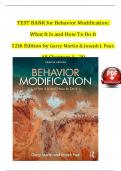 TEST BANK for Behavior Modification: What It Is and How To Do It 12th Edition by Garry Martin & Joseph J. Pear. (All Chapters) Latest Version 2024 A+