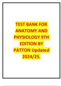 TEST BANK FOR ANATOMY AND PHYSIOLOGY 9TH EDITION BY PATTON Updated 2024/25.