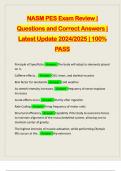 NASM PES Exam Review | Questions and Correct Answers | Latest Update 2024/2025 | 100% PASS