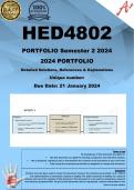 HED4802 PORTFOLIO (COMPLETE ANSWERS) 2024 - DUE 21 January 2025