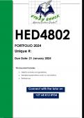 HED4802 PORTFOLIO (ANSWERS) 2024 - DISTINCTION GUARANTEED