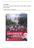 Test Bank - Government In America: People, Politics, & Policy 2020 Presidential Election Edition  By: George C. Edwards iii| Latest Editio