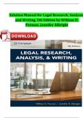 Solution Manual For Legal Research, Analysis, and Writing, 5th Edition by William H. Putman, Jennifer Albright Fully Covered ISBN:9780357619537 A+ Guide Newest Version 