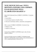 NUR 210||NUR 210 Exam 1 WELL  DEFINED ANSWERS AND COMMON  EXAM QUESTION WELL  ELABORATED GRADED A+