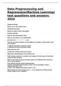 Data Preprocessing and Regressions(Machine Learning) test questions and answers 2024