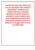 CPR AND AED ISSA FINAL EXAM WITH ACTUAL QUESTIONS AND COMPLETE 100%CORRECT ANSWERS WITH VERIFIED AND WELL EXPLAINED RATIONALES ALREADY GRADED A+ BYEXPERTS |LATEST VERSION 2024 WITH GUARANTEED SUCCESS AFTER DOWNLOAD ALREADY PASSED!!!!!!! (PROVEN ITS ALL YO